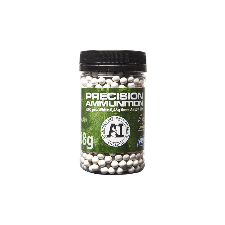 BILLES AIRSOFT 6MM ACCURACY INT. 0.48G X 1000 BLANCHES