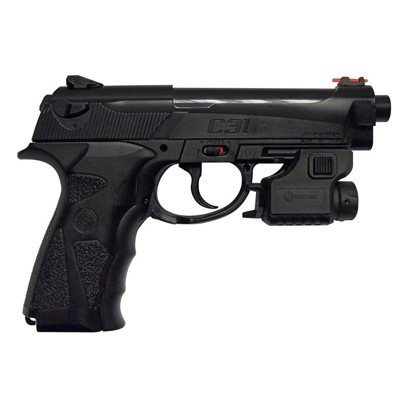 Pack PISTOLET TAC31 CO2 + LASER C4.5 4.1J + 1500 billes acier 4.5mm + 10 CO2