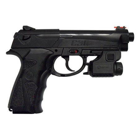 Pack PISTOLET TAC31 CO2 + LASER C4.5 4.1J + 1500 billes acier 4.5mm + 10 CO2