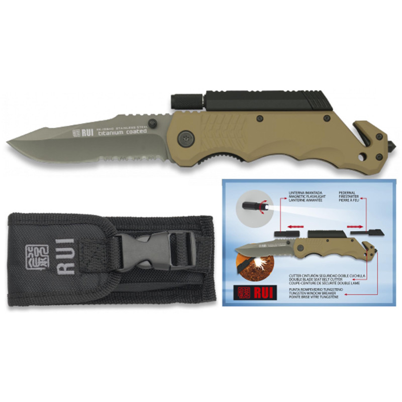Couteau RUI pliant Tactique Survie TAN
