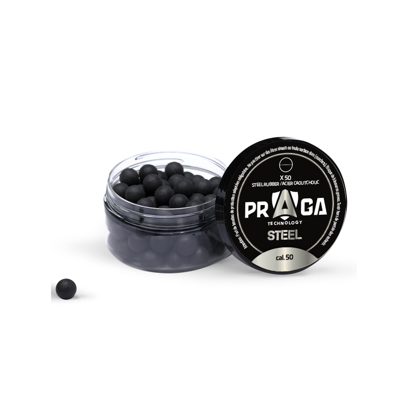 BILLES EN CAOUTCHOUC ACIER CAL.50 X50 PRAGA