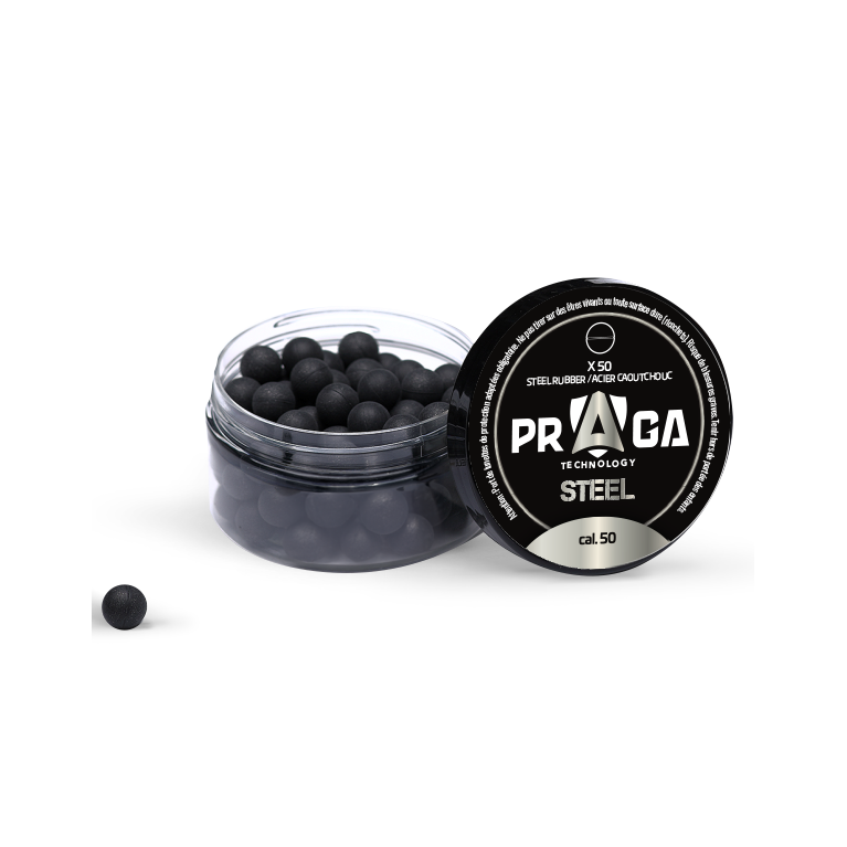 BILLES EN CAOUTCHOUC ACIER CAL.50 X50 PRAGA