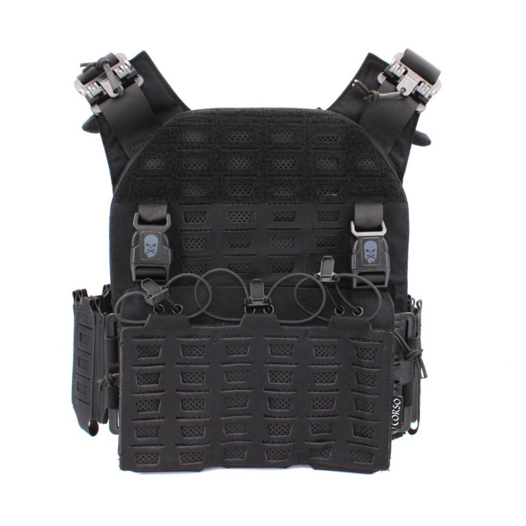 Gilet tactique porte-plaques Drake MK4 Noir- Corso Tactical