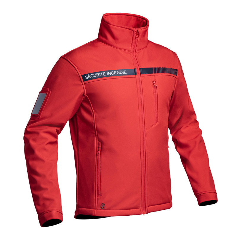 VESTE SOFTSHELL SÉCURITÉ INCENDIE ROUGE