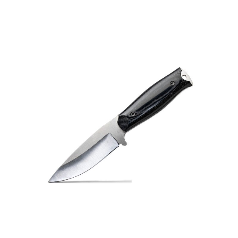 COUTEAU WILDSTEER KASTOR MANCHE MICARTA NOIR LAME BROSSÉE