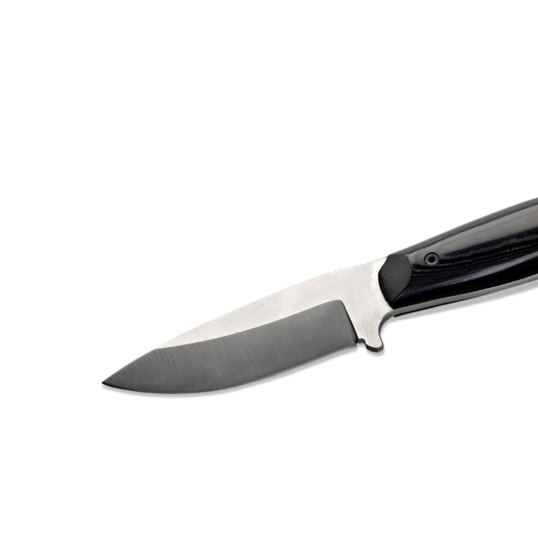 COUTEAU WILDSTEER KASTOR MANCHE MICARTA NOIR LAME BROSSÉE