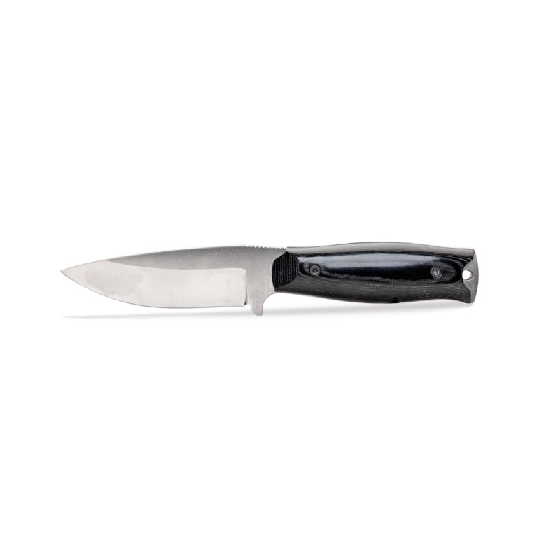 COUTEAU WILDSTEER KASTOR MANCHE MICARTA NOIR LAME BROSSÉE
