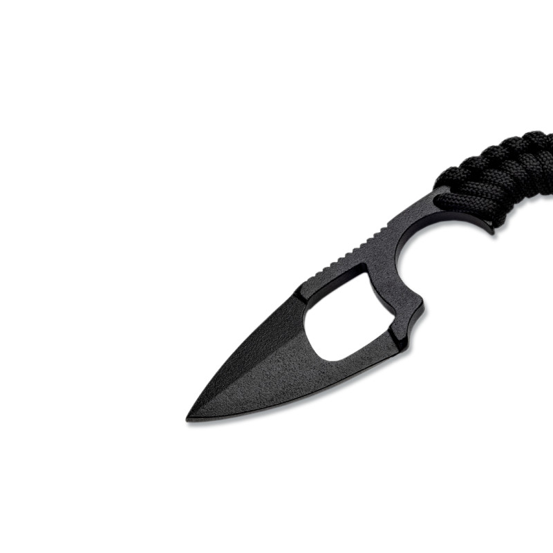COUTEAU DE SURVIE KRILL WILDSTEER PARACORDE NOIRE LAME EVIDÉE