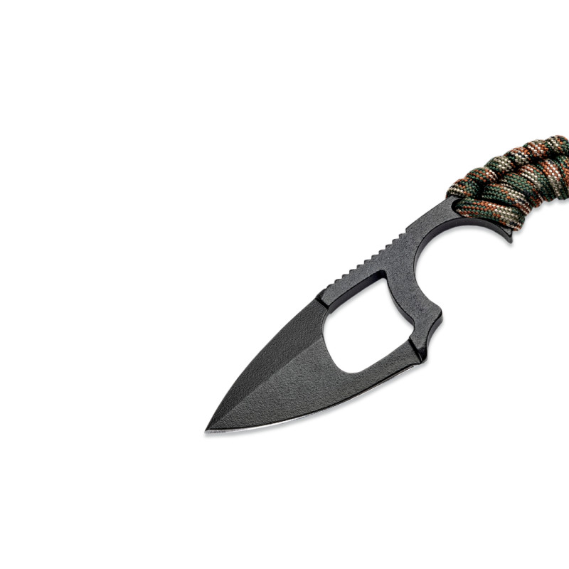COUTEAU DE SURVIE KRILL WILDSTEER PARACORDE WOODLAND CAMO LAME EVIDÉE