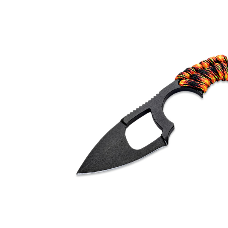 COUTEAU DE SURVIE KRILL WILDSTEER PARACORDE FLAMME LAME EVIDÉE