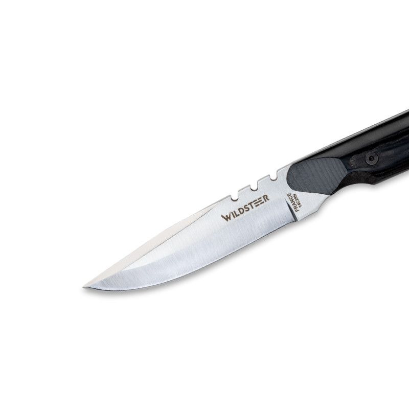 COUTEAU OUTDOOR BABY WILD WILDSTEER MANCHE MICARTA NOIR LAME BROSSÉE