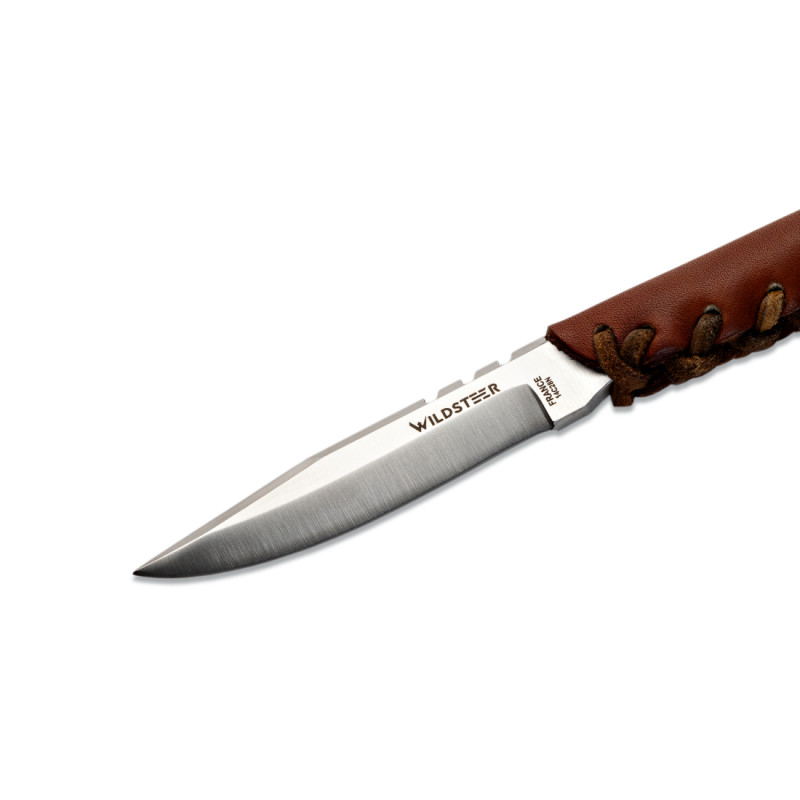 COUTEAU OUTDOOR BABY WILD WILDSTEER MANCHE CUIR MARRON LAME BROSSÉE