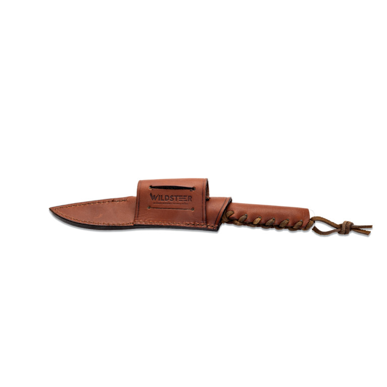 COUTEAU OUTDOOR BABY WILD WILDSTEER MANCHE CUIR MARRON LAME BROSSÉE