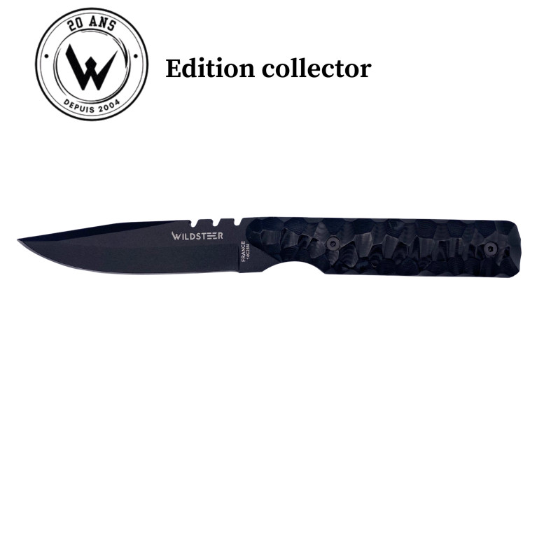 COUTEAU DE CHASSE WILDSTEER EDITION COLLECTOR BABY WILD MANCHE MICARTA LAME EPOXY NOIRE