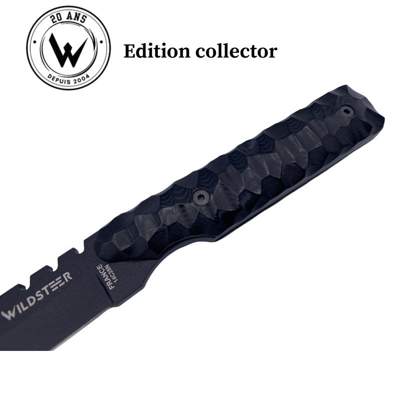 COUTEAU DE CHASSE WILDSTEER EDITION COLLECTOR BABY WILD MANCHE MICARTA LAME EPOXY NOIRE