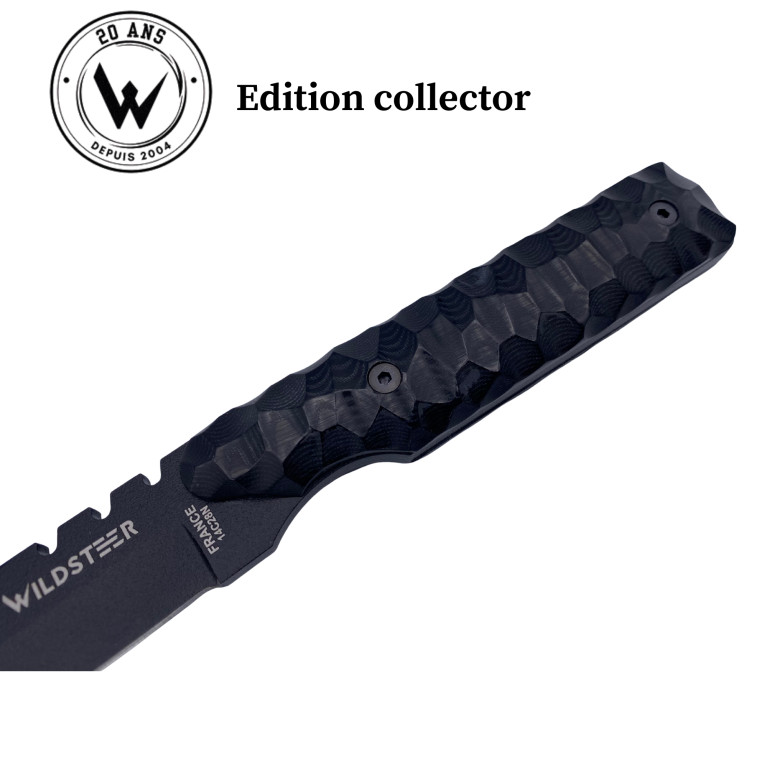 COUTEAU DE CHASSE WILDSTEER EDITION COLLECTOR BABY WILD MANCHE MICARTA LAME EPOXY NOIRE