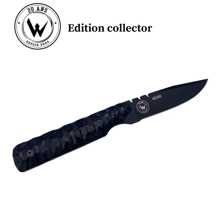 COUTEAU DE CHASSE WILDSTEER EDITION COLLECTOR BABY WILD MANCHE MICARTA LAME EPOXY NOIRE