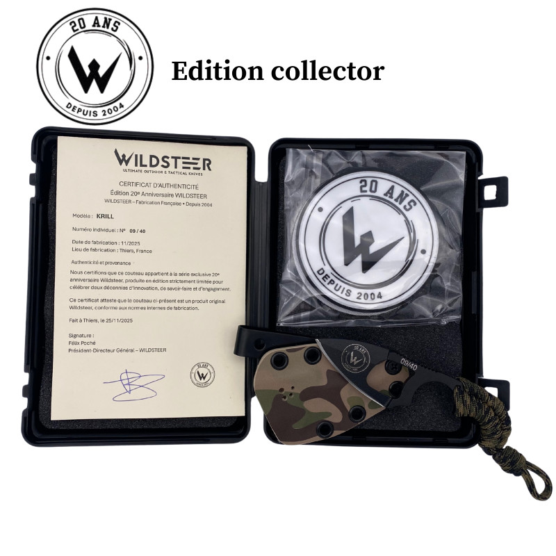 COUTEAU DE SURVIE WILDSTEER KRILL EDITION COLLECTOR LAME EPOXY NOIRE EVIDÉE