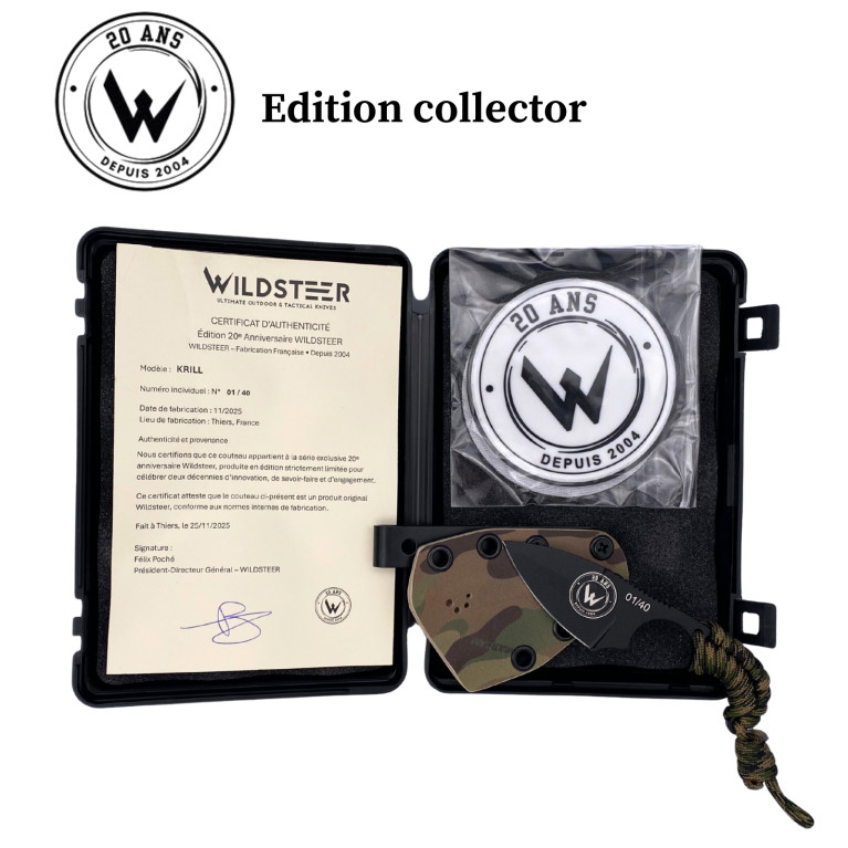COUTEAU DE SURVIE WILDSTEER KRILL EDITION COLLECTOR LAME EPOXY NOIRE PLEINE