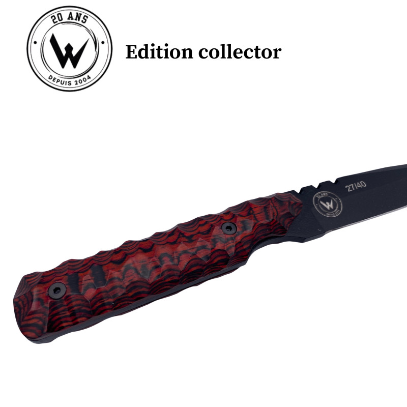 COUTEAU DE CHASSE WILDSTEER EDITION COLLECTOR BABY WILD MANCHE PACAWOOD COCOBOLO LAME EPOXY NOIRE