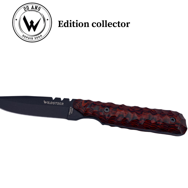 COUTEAU DE CHASSE WILDSTEER EDITION COLLECTOR BABY WILD MANCHE PACAWOOD COCOBOLO LAME EPOXY NOIRE