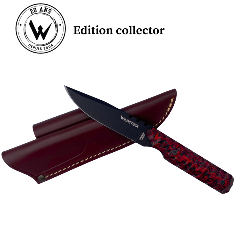 COUTEAU DE CHASSE WILDSTEER EDITION COLLECTOR BABY WILD MANCHE PACAWOOD COCOBOLO LAME EPOXY NOIRE