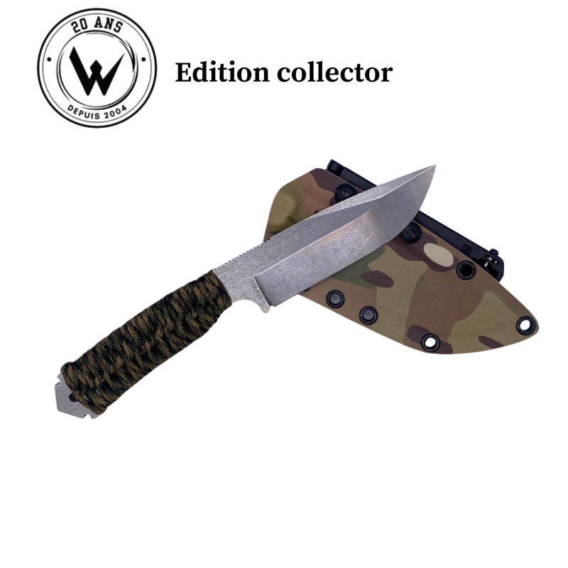 COUTEAU OUTDOOR WILDSTEER NG 69 SPECIAL 20 ANS LAME STONEWASH MANCHE PARACORDE MULTICAM