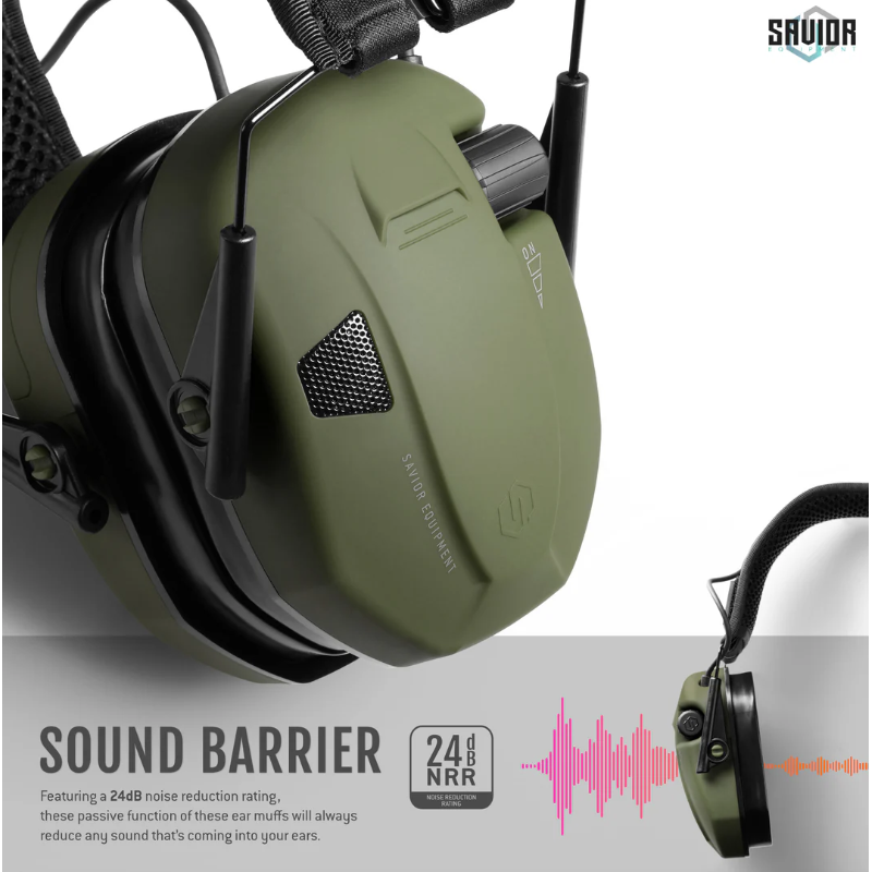 CASQUE ANTI-BRUIT ELECTRONIQUES SAVIOR OD Green