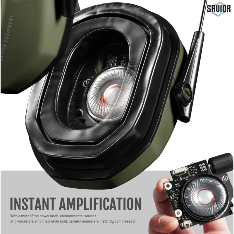 CASQUE ANTI-BRUIT ELECTRONIQUES SAVIOR OD Green