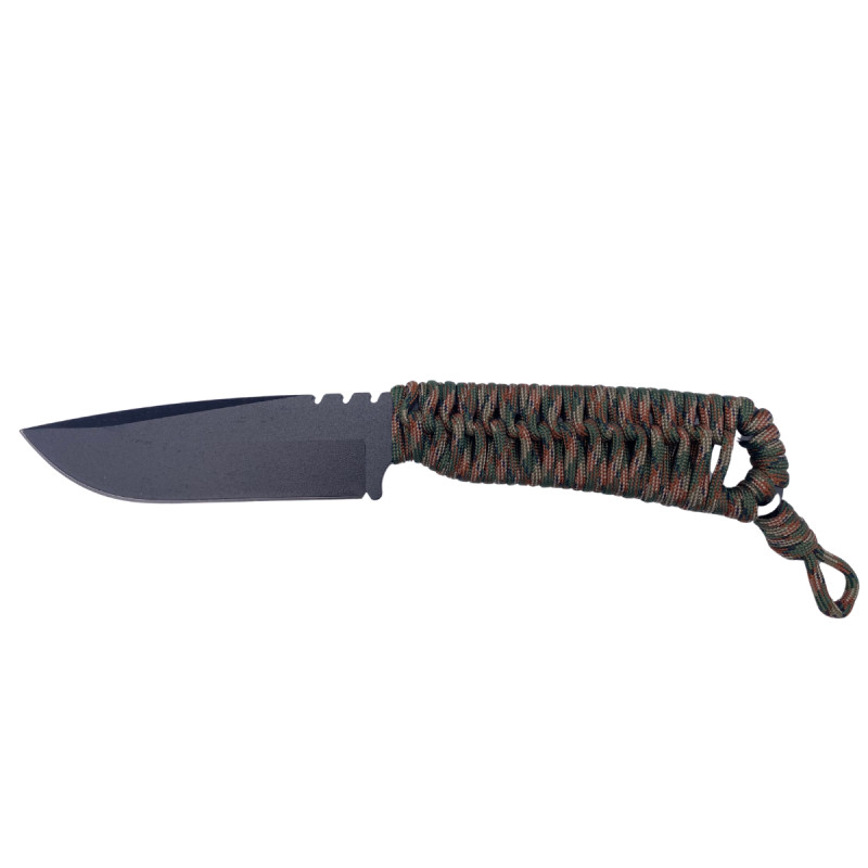 COUTEAU SKELET WILDSTEER PARACORDE WOODLAND LAME NOIRE