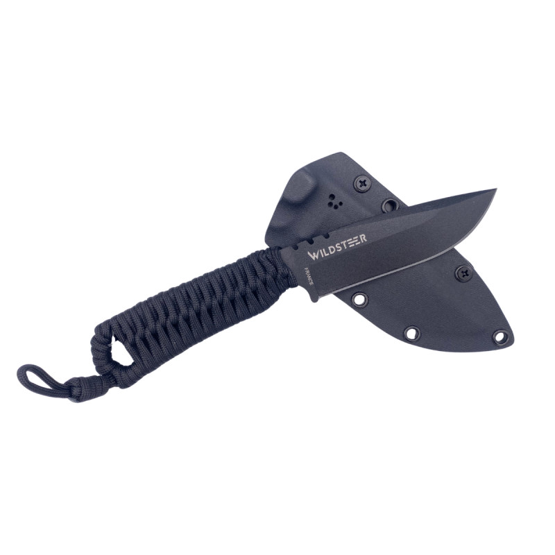 COUTEAU SKELET WILDSTEER PARACORDE NOIRE LAME NOIRE