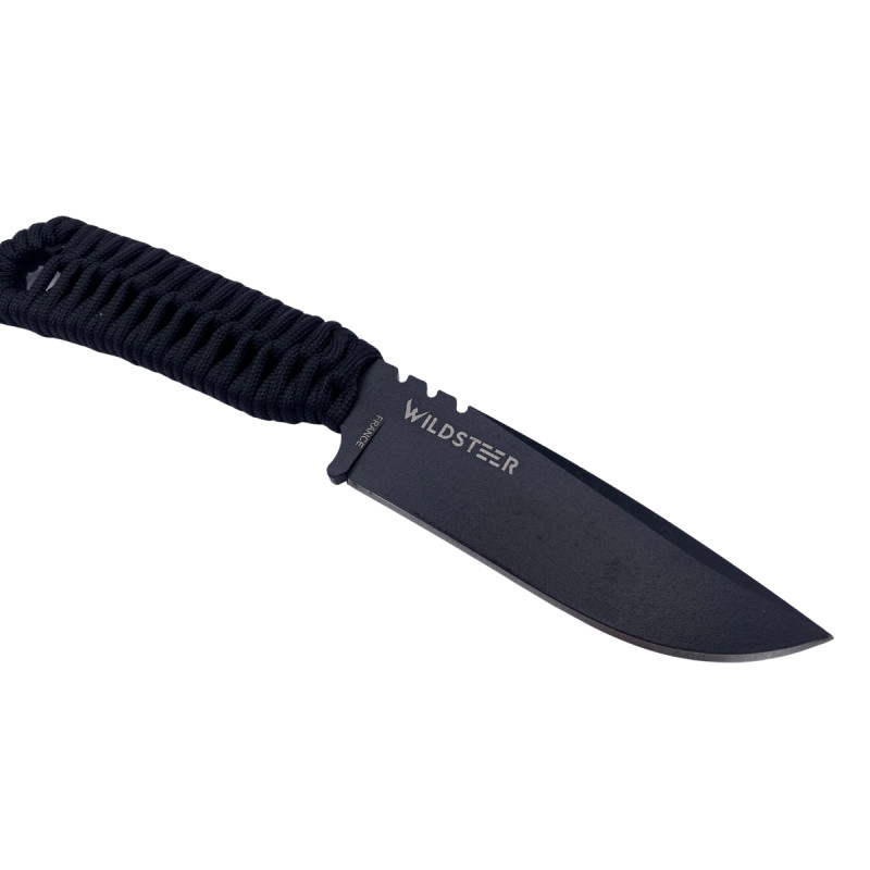 COUTEAU SKELET WILDSTEER PARACORDE NOIRE LAME NOIRE