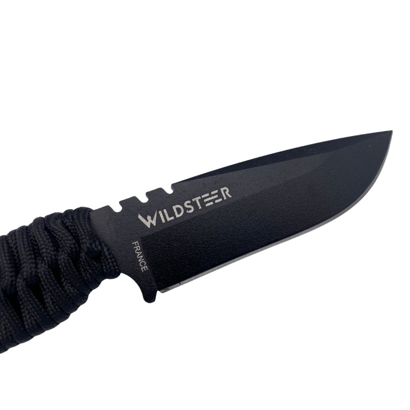COUTEAU SKELET WILDSTEER PARACORDE NOIRE LAME NOIRE