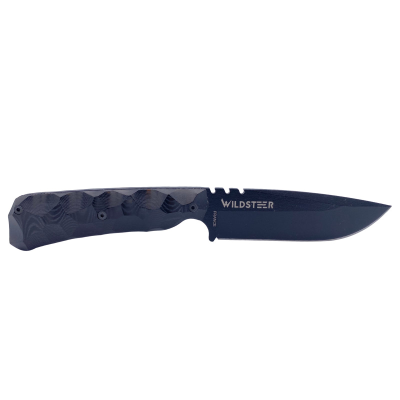 COUTEAU SKELET WILDSTEER MANCHE MICARTA NOIR TOXIFIÉ LAME NOIRE