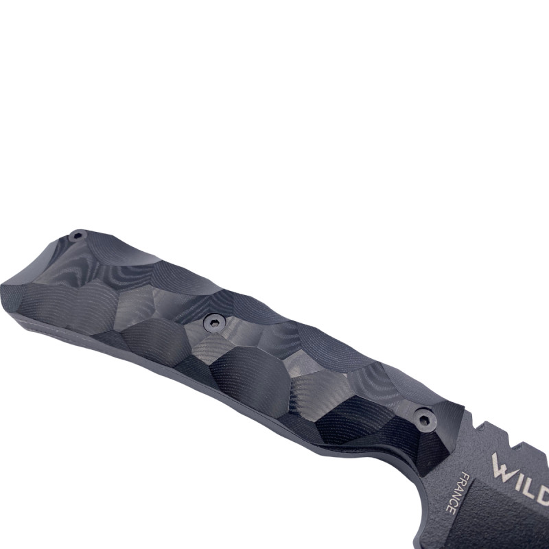 COUTEAU SKELET WILDSTEER MANCHE MICARTA NOIR TOXIFIÉ LAME NOIRE