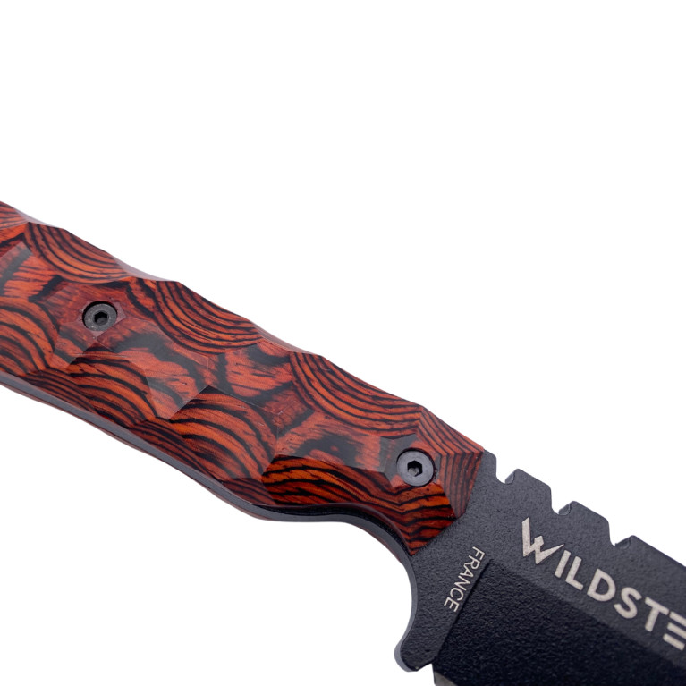 COUTEAU SKELET WILDSTEER MANCHE PAKAWOOD COCOBOLO TOXIFIÉ LAME NOIRE