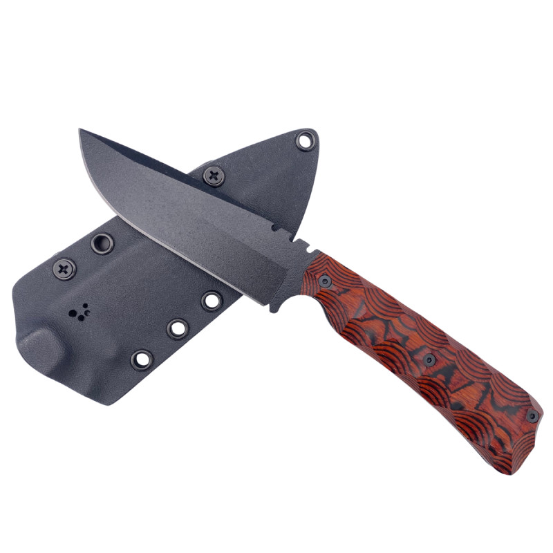 COUTEAU SKELET WILDSTEER MANCHE PAKAWOOD COCOBOLO TOXIFIÉ LAME NOIRE