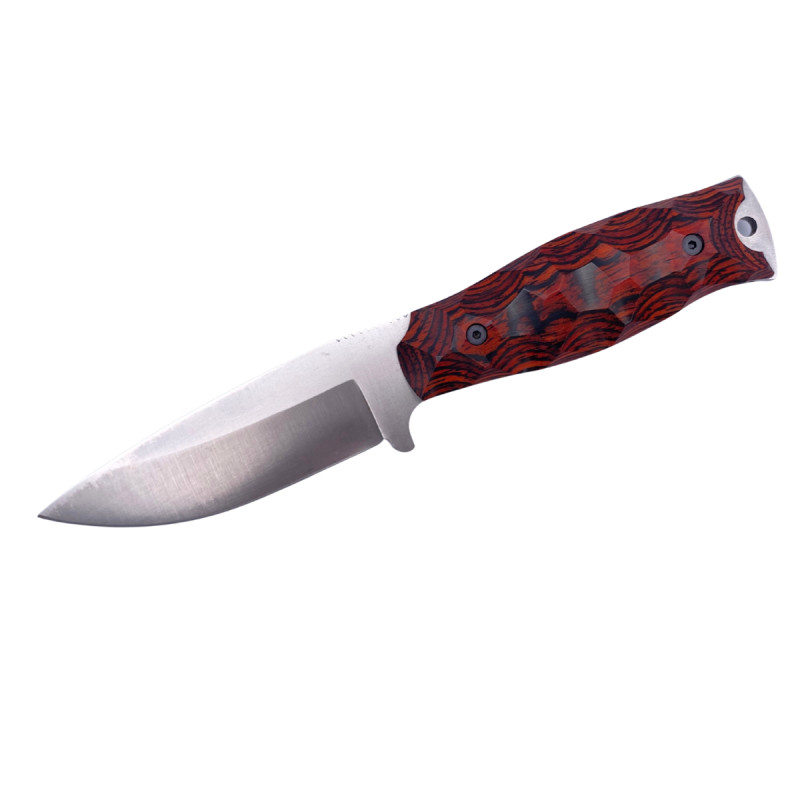 COUTEAU WILDSTEER KASTOR MANCHE PAKAWOOD COCOBOLO TOXIFIÉ LAME BROSSÉE