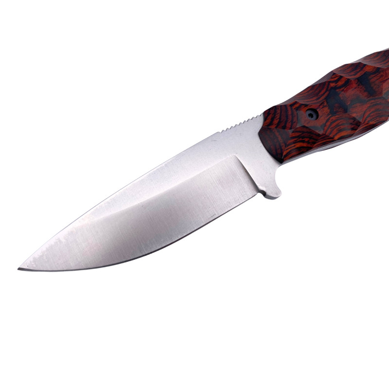 COUTEAU WILDSTEER KASTOR MANCHE PAKAWOOD COCOBOLO TOXIFIÉ LAME BROSSÉE