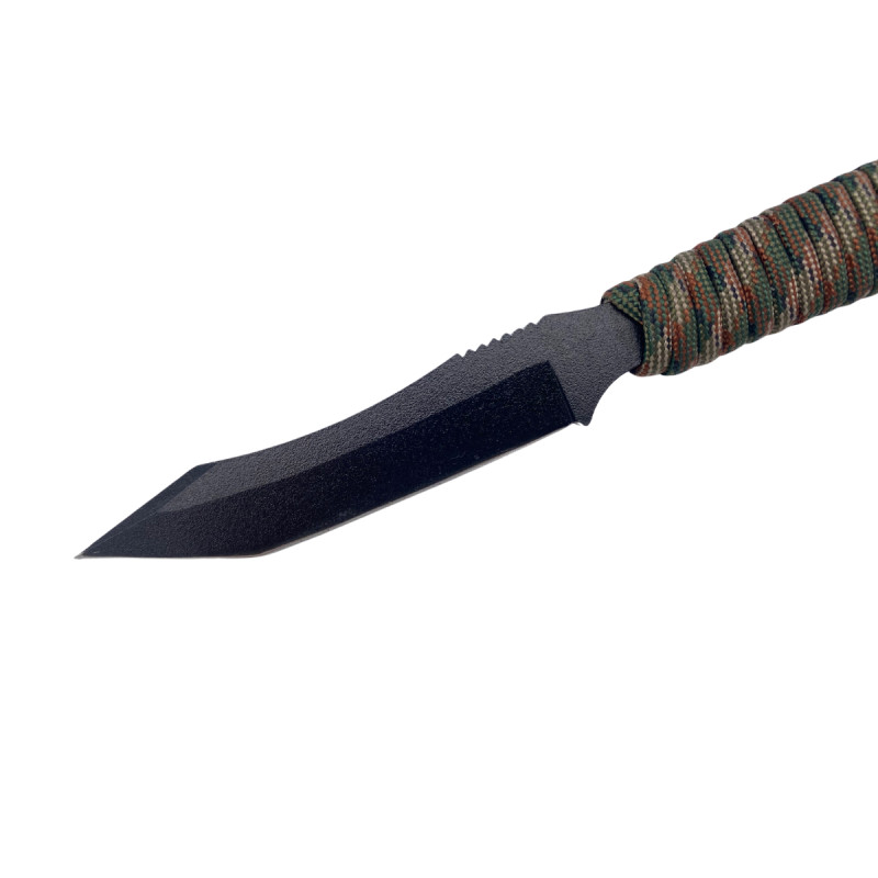 COUTEAU TACTIQUE SCORPION WILDSTEER PARACORDE WOODLAND CAMO