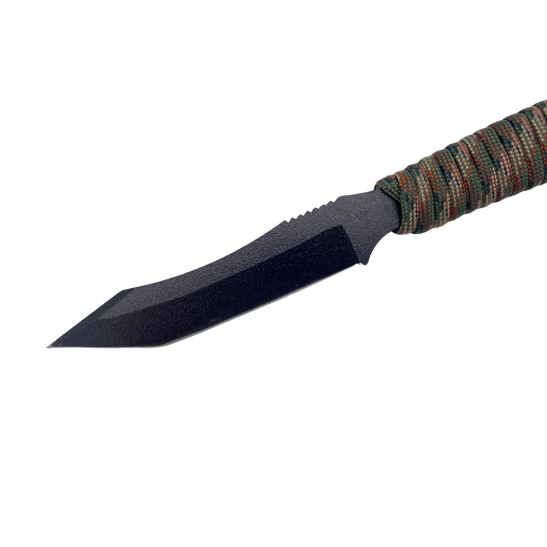 COUTEAU TACTIQUE SCORPION WILDSTEER PARACORDE WOODLAND CAMO