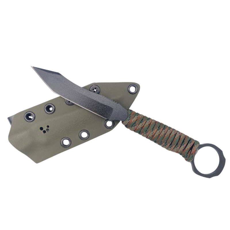 COUTEAU TACTIQUE SCORPION WILDSTEER PARACORDE WOODLAND CAMO