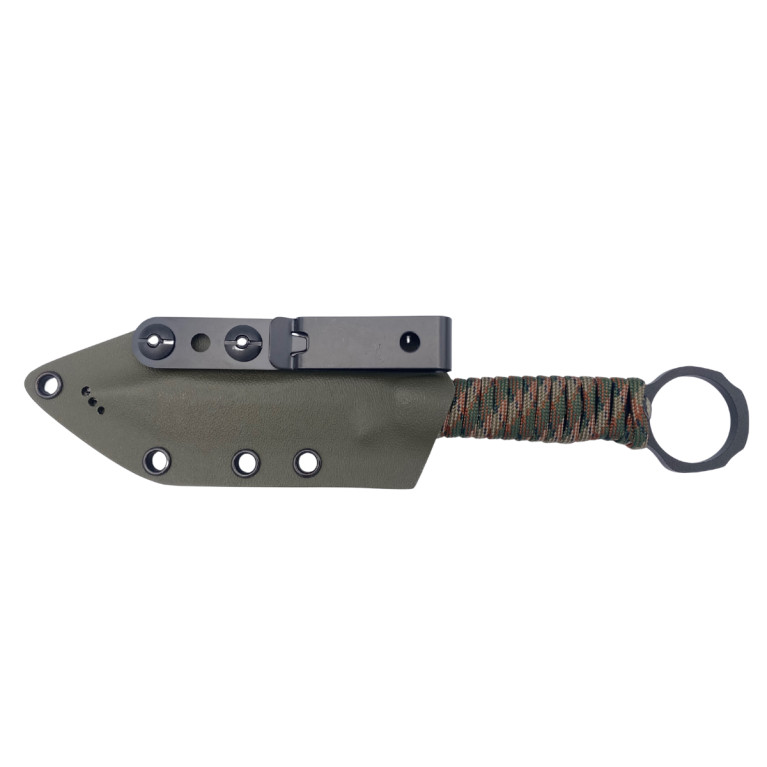 COUTEAU TACTIQUE SCORPION WILDSTEER PARACORDE WOODLAND CAMO