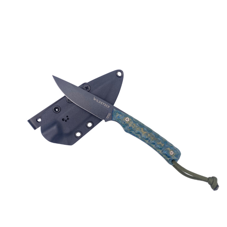 COUTEAU OUTDOOR TROLL WILDSTEER MANCHE PAKAWOOD VERT TOXIFIÉ LAME EPOXY NOIRE