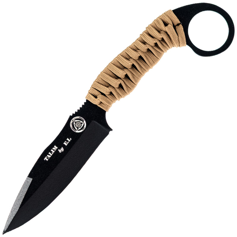 COUTEAU TACTIQUE TALIM WILDSTEER MANCHE PARACORDE COYOTE LAME EPOXY NOIRE