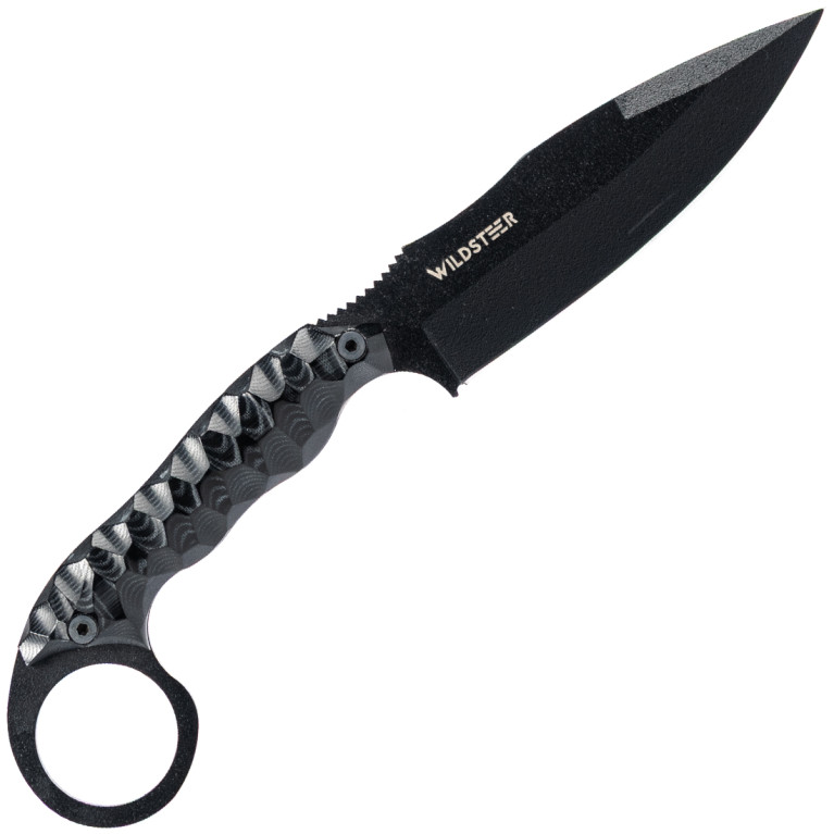 COUTEAU TACTIQUE TALIM WILDSTEER MANCHE MICARTA NOIR LAME EPOXY NOIRE