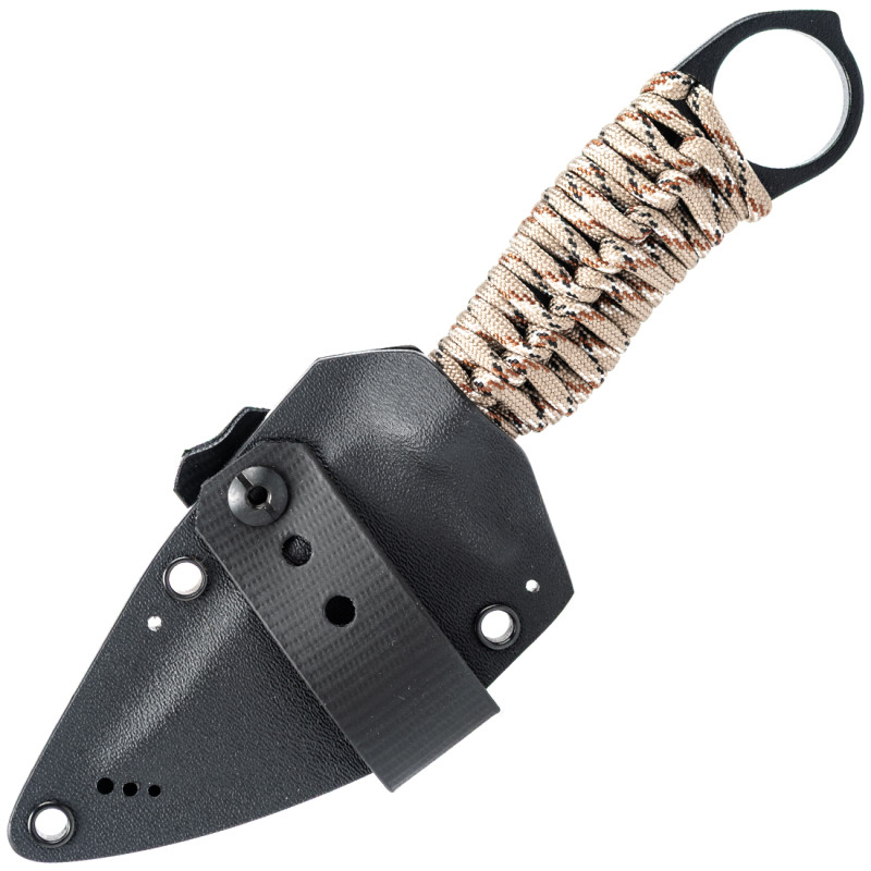 COUTEAU DE SURVIE KARLICAN WILDSTEER MANCHE PARACORDE DESERT CAMO LAME EPOXY NOIRE