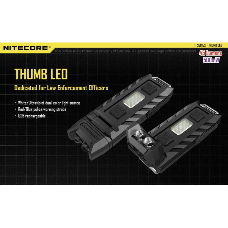 Lampe cravate NITECORE Thumb - 45Lm - Lg : 74m - Lrg : 24mm