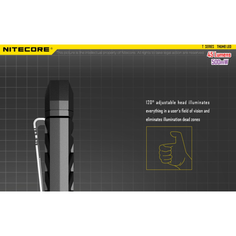 Lampe cravate NITECORE Thumb - 45Lm - Lg : 74m - Lrg : 24mm