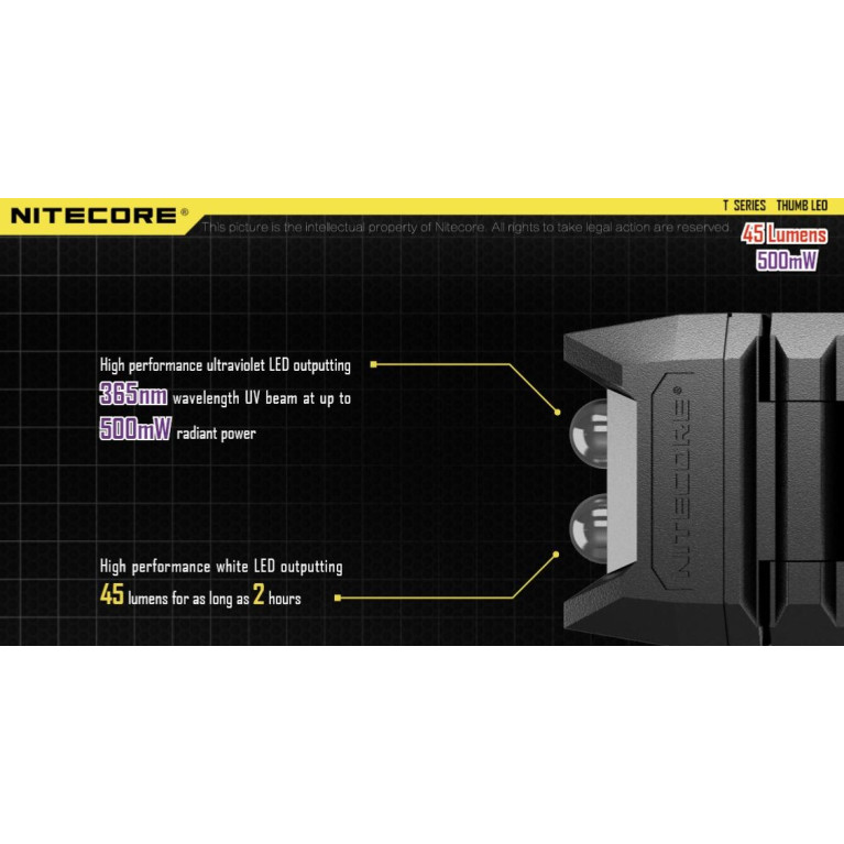 Lampe cravate NITECORE Thumb - 45Lm - Lg : 74m - Lrg : 24mm